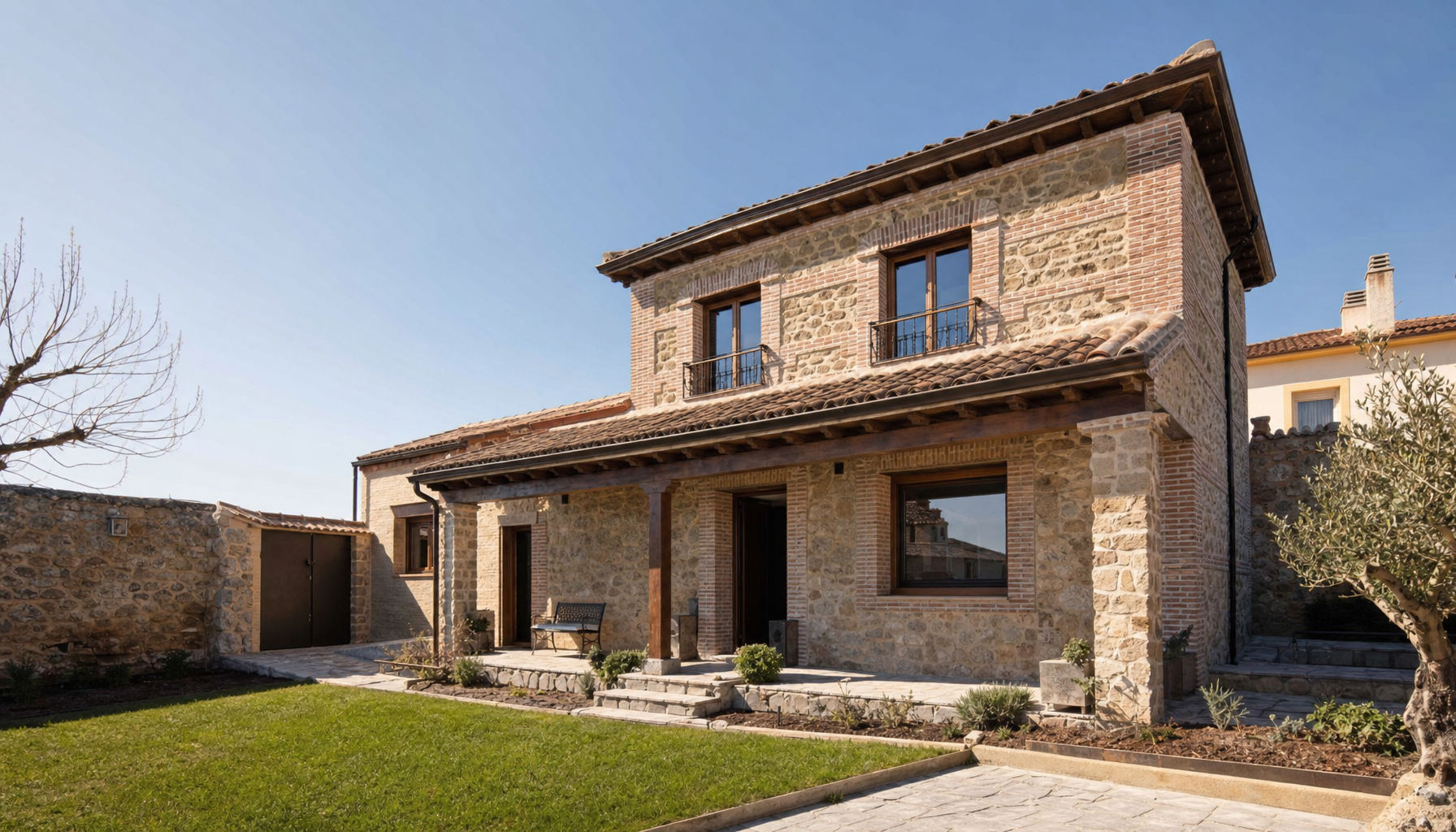 Fotografía ilustrativa de una casa rural castellana restaurada en Cabanillas del Campo, Guadalajara